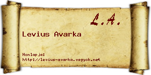 Levius Avarka névjegykártya